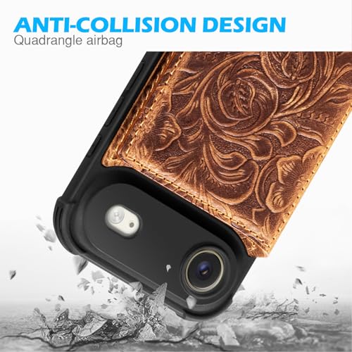 RMAWRAD Wallet Real Leather Case Compatible with iPhone 17 Air 6.5",Genuine Leather,Shockproof, Anti-Fall Case, Flip Cover, with Card Slot, Double Magnetic Buckle, Kickstand, Durable Brown by RMAWRAD - Used condition - Image 3