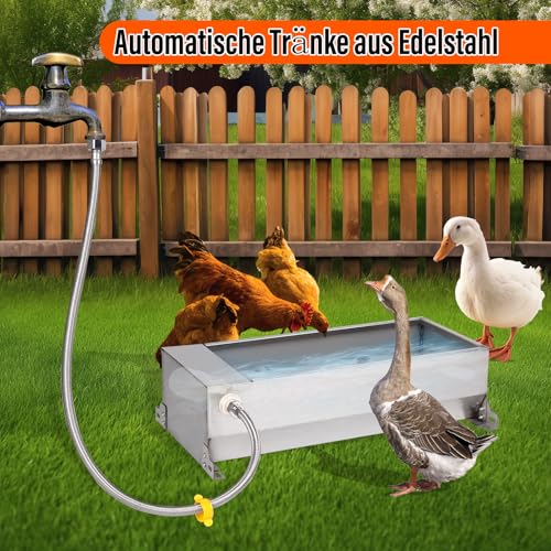 Svauoumu Tränkebecken mit 1/2 Zoll Schwimmerventil, Automatisches Ziegentränkebecken aus Edelstahl für Rinder, Pferde, Schafe, Hunde und Geflügel Tränken Viehbedarf