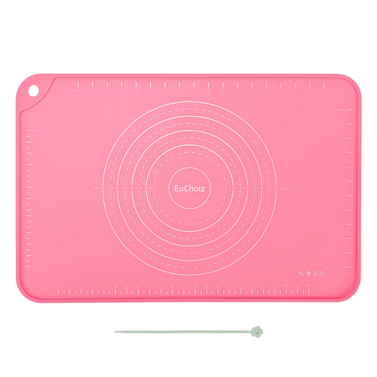 Alfombrilla de silicona para repostería de 24 x 16 pulgadas, extragruesa, antiadherente, de grado alimenticio, para hornear masas, con bordes elevados, color rosa