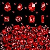 240 PCS Strass para Coser, Cristales Planos con Garra de Metal, Adornos de Vidrio para Ropa, Manualidades, Zapatos, Joyería (Rojo)