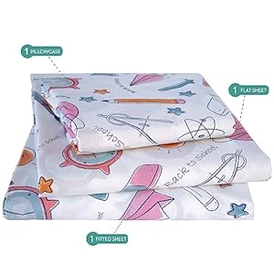 Nikki Peter 100% Cotton Kids Bedsheet Sets for Boys and Girls, School Supplies Kids Twin Sheets, Back To School Twin Bedding, School Stationery Easy Care Super Soft Sheets Set - OEKOTEX Certified Nikki Peter 100 Cotton Kids Bedsheet Sets for Boys and Girls School Supplies Kids Twin Sheets Back To School Twin Bedding School Stationery Easy Care Super Soft Sheets Set OEKOTEX Certified