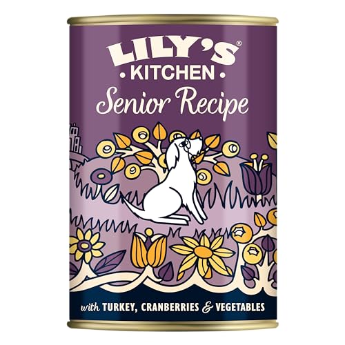 Lily's Kitchen Fabricado con ingredientes naturales lata de alimento húmedo para perros sénior receta con pavo 400 g