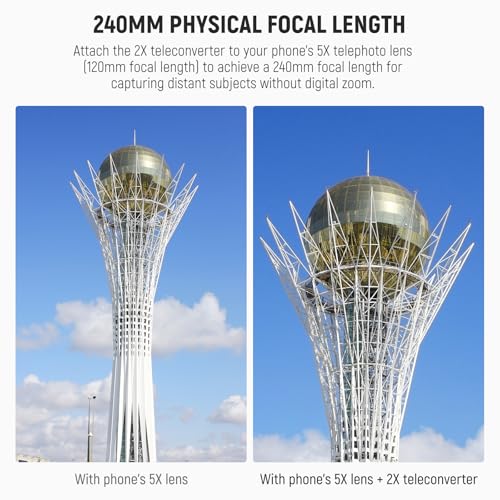 Image of NEEWER 2X Converter with 200mm & 300mm Macro Lenses for Phone Camera Telephoto Lens Only, 7 Elements in 5 Groups, 17mm Thread Compatible with iPhone Android Samsung Xiaomi Phone Cage /Case, LS-79