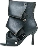 Winforea Women's Open Toe Ankle Boots, Black Slouchy...