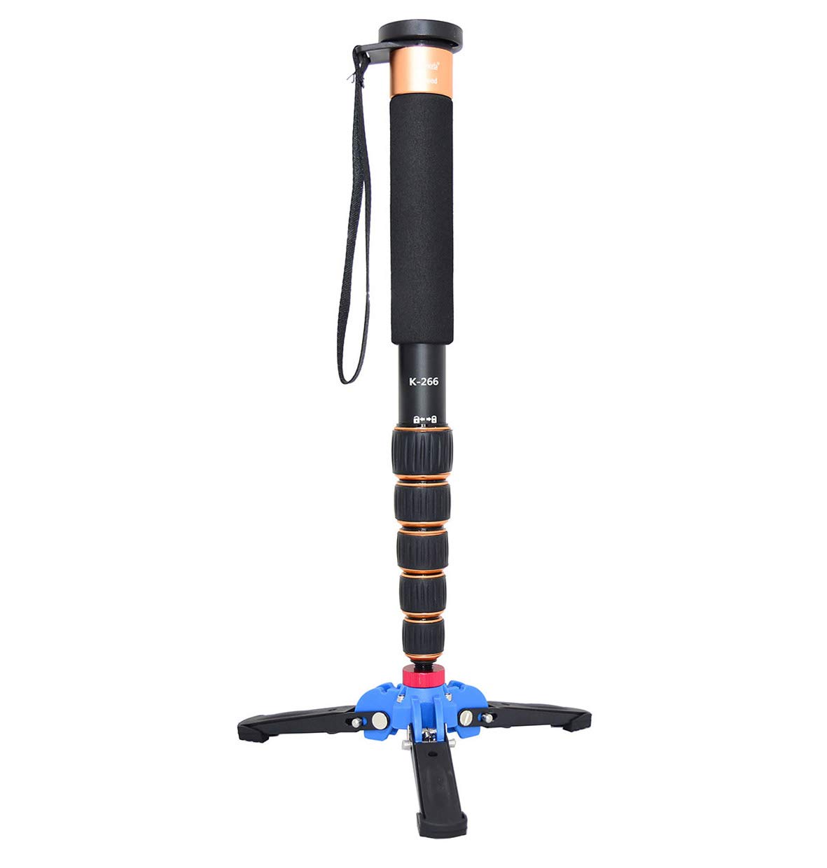 Koolehaoda Extensible Aluminium Monopode avec base de trépied. 6 sections 42-160 cm réglables, diamètre maximum de jambe: Φ28 MM, charge utile jusqu'à 7 kg - (K-266 orange)