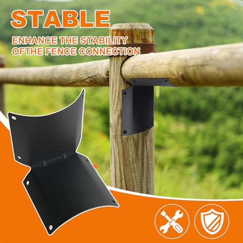 10PCS Round Post Fence Bracket for Pastures, Farms, Gardens and Yards, Round Wooden Rail Fence Bracket for Fence Fixing Metal L Heavy Duty Brackets - Large by BIAJOV - Image 6