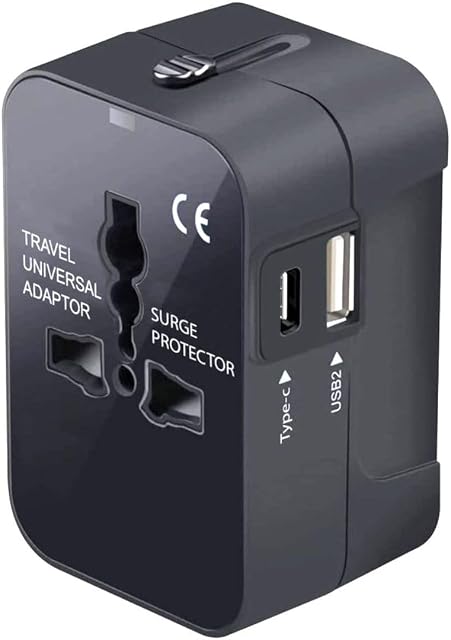 Adaptador de Tomada Universal, Ideal para Viagens Internacionais com Portas USB e Tipo C para Carregamento de Dispositivos Portateis 20a Shaolong®