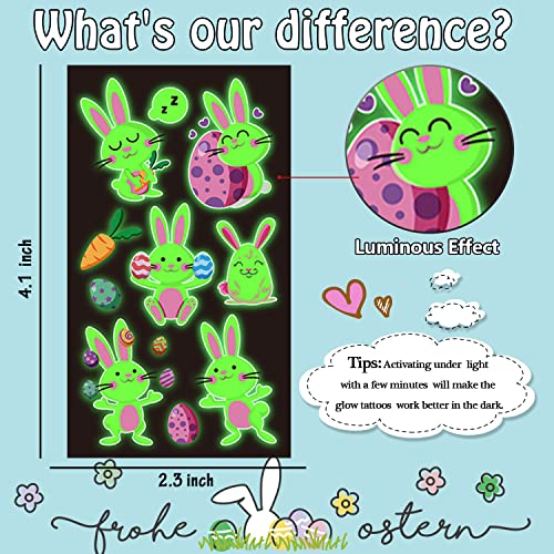 Leesgel Easter Temporary Tattoos For Kids Easter Eggs Bunny Tattoo Stickers Party Decorations Supplies For Boys Girls Easter Basket Stuffers Party Favors #TOP5