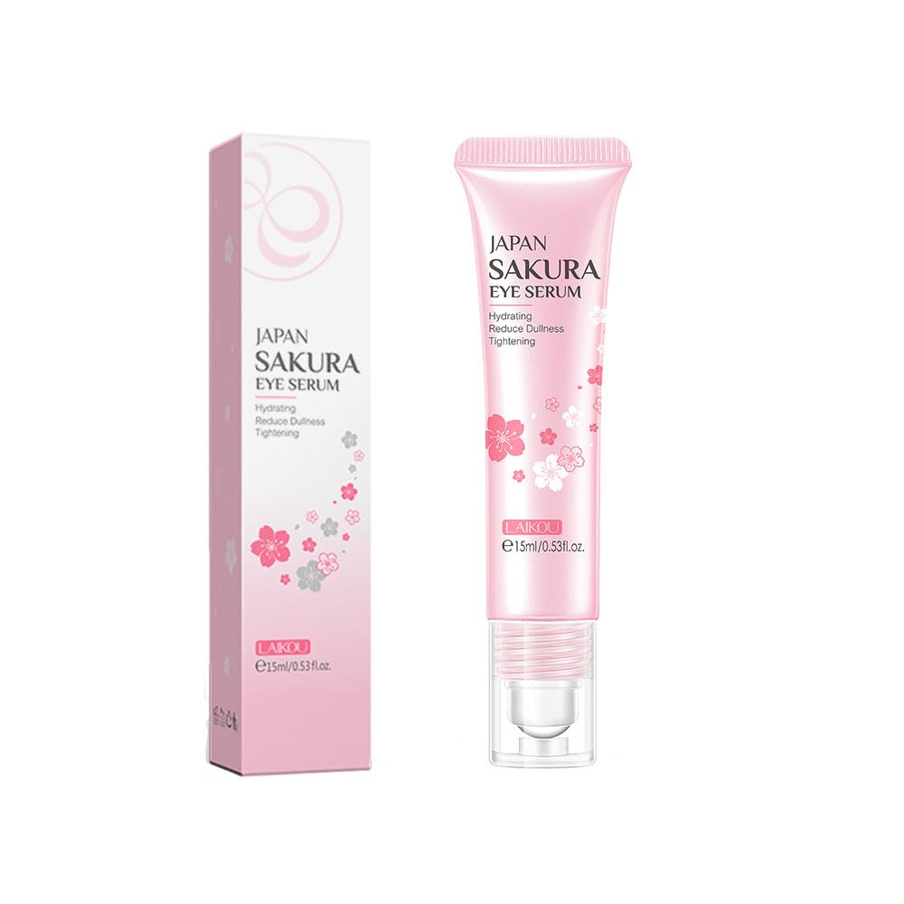 LaPalo 2-in-1 Sakura Eye Serum and Eye Roller, Eye Massager Roller Lifting, Eye Cream for Nourishing Relieve Eye Bags, Dark Circles, and Puffiness, Fine Lines, Under Eye Treatment Cream