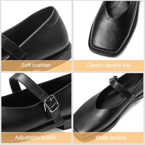 Women's Mary Jane Flats Square Toe Ballet Flats for Women Classic Comfortable Office Dress Casual Ballerina Shoes3