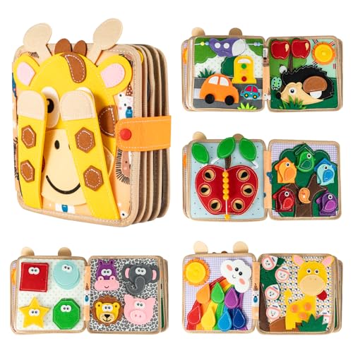 JF HOME BLISS Montessori Busy Book for Toddlers Ages 1-4 – 20-in-1 Educational Sensory Learning Toy, Interactive Quiet Activity Book for Fine Motor Skills, Preschool Travel Toy (Fawn Books)