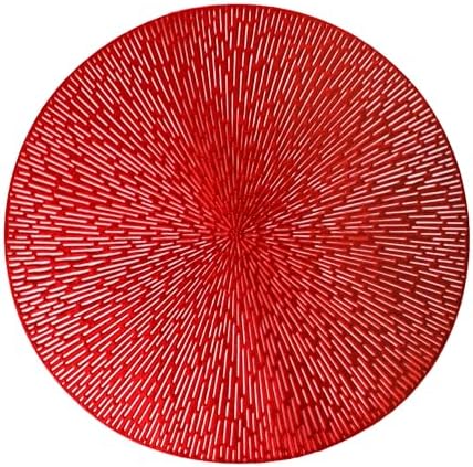 Snowkingdom Red Placemats Set of 18, Round Vinyl Metallic Hollow ...