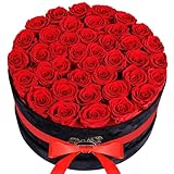 UFOREVER ROSES 40 Pieces Preserved Roses in Suede Box, Flowers for Mothers Day, Preserved Flowers Gift for Women, Red