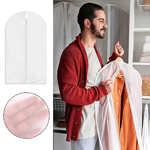 Garment Bags for Hanging Clothes, 2 PCS Dust-Proof Clothes Cover Bag Clear Garment Bag Breathable Coat Protector Zippered Garment Covers Suit Bags for Closet Storage and Travel, 24\'\' X 40\'\' - Thumbnail 7