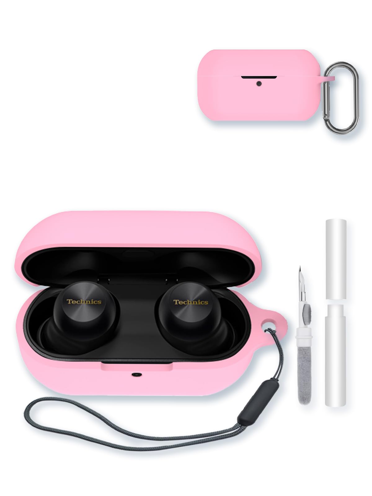 Case for Technics EAH-AZ100 Wireless Earbuds,Soft Protective,BOVUGAC Silicone Case Cover with Keychain & Cleaning Kit & Lanyard for Technics EAH-AZ100