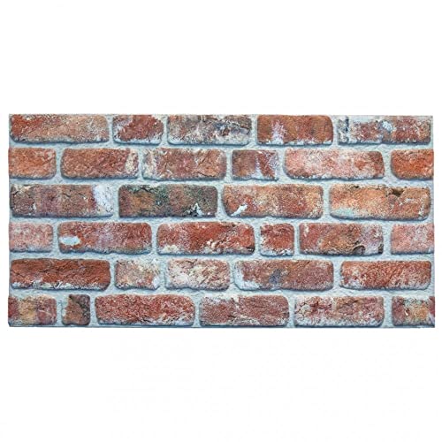Dundee Deco 3D Wall Panels Brick Effect - Cladding, Red Brown Stone Look Wall Paneling, Styrofoam Facing For Living Room, Kitchen, Bathroom, Balcony, Bedroom, Set Of 10, Covers 53 Sq Ft #TOP17