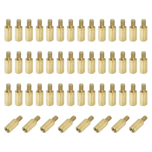 PATIKIL M2 x 6+3 mm Male Female Brass Hex Spacer Standoff, 50 Pcs for FPV Drone Quadcopter PCB Motherboard Steel Screw Nut Set Computer & Circuit Board, Gold