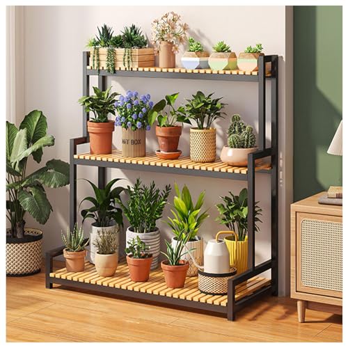 Stujhkl プランターラック 屋外 植木鉢ラック フラワースタンド 高さ調節可能 ガーデニング 棚 盆栽棚 組み立てが簡単 竹木製 観葉植物 花台 ベランダ ガーデンラック 超耐荷重 花屋 オフィス リビング ベランダに適用(120×40×95cm)