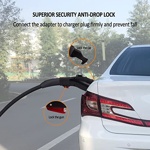 Huupro For Tesla To J1772 Adapter - Suit For All J1772 Evs Charging Max 60A 250V Storage Bag Anti-Drop Lock Compatible With Tesla High Powered Wall Connector Destination Charger Mobile Connector #TOP4