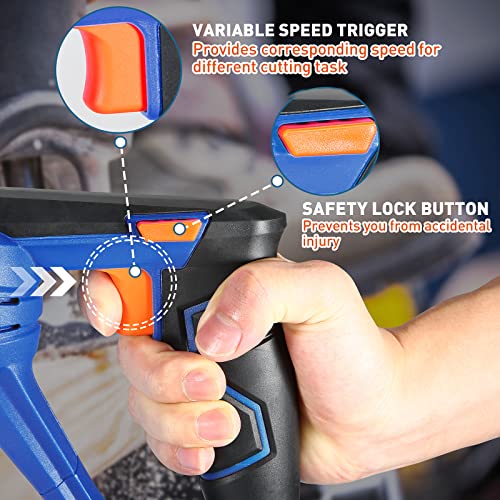 Sorako Cordless Reciprocating Saw, 20V Max Battery Power Saw,4.0Ah Battery And Charger, 0-3000 Spm Variable Speed, Battery Powered Saw, 2 Saw Blades For Wood/Metal/Pvc #TOP7