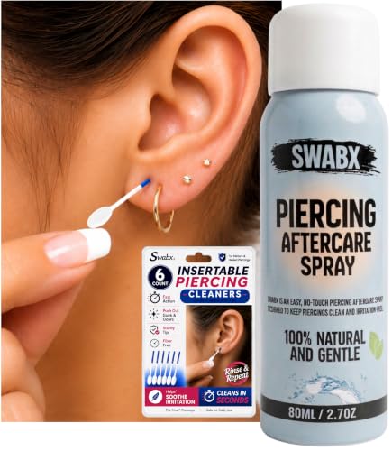 Piercing Care Bundle – 6ct Piercing Cleaners + Saline Aftercare Spray image 3