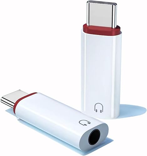 Adaptador USB tipo C a conector de auriculares hembra de 0.138 in, (paquete de 2) USB C a audio auxiliar compatible con Samsung Galaxy S22 S21 S20
