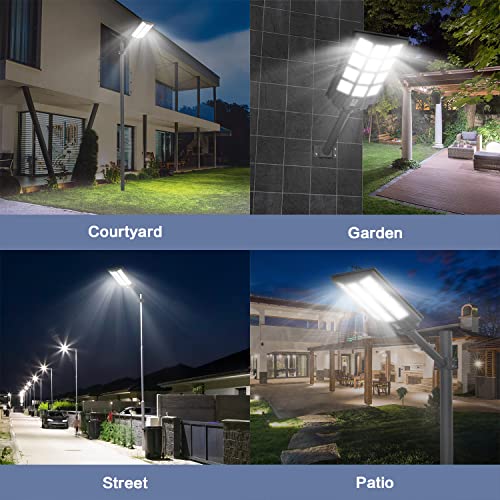 1500W Solar Street Lights 120000 Lumens Dusk To Dawn Motion Sensor Outdoor Solar Street Light With Remote Control Arm Bracket For Garden,Yard, Path #TOP6