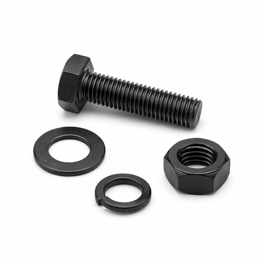 SYLIX M10 X 100mm Grade 8.8 High-Tensile Hex Head Bolt– Black Oxide Machine Thread with Nut, Flat & Spring Washer – Heavy Duty Industrial Fastener (10pcs Set)-picture-25