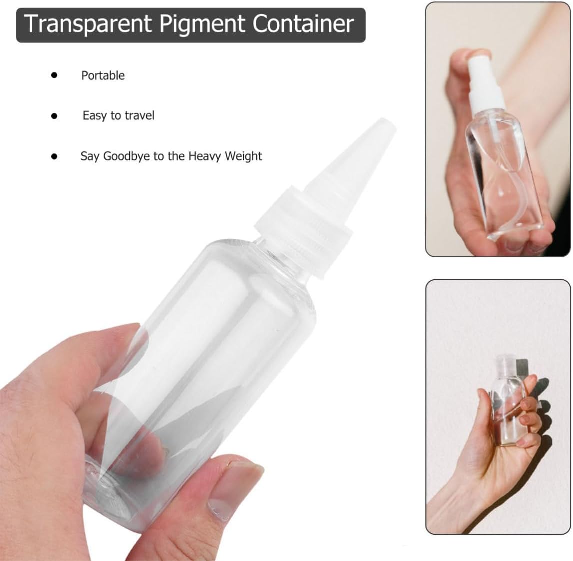 COHEALI 20pcs 60ml Travel Liquid Bottles with Pointed Head Cap Small Pe Plastic Pigment Dispensing Bottles for Liquid Sampling and Storage Refillable for Craft and Beauty Use