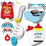 Big Dot of Happiness Let’s Go Racing - Racecar - 4 Race Car Baby Shower Games - 10 Cards Each - Who Knows Mommy Best, Mommy or Daddy Quiz, What’s in Your Purse and Oh Baby - Gamerific Bundle