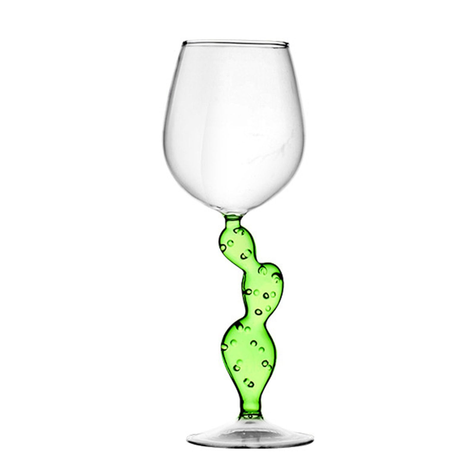 HAGJII Crystal Wine Glass Creative Cactus Stem Red Wine Glass Goblet Clear Glassware for Weddings, Birthdays, Bar, Party(A)