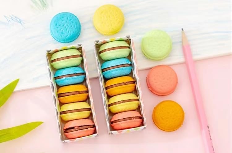 5 Pcs Macaron Erasers Multicolour Scented erasers Cute Writing and Correction Supplies for School, Home, or Office image 6 of 6 B0CY6CTVN6