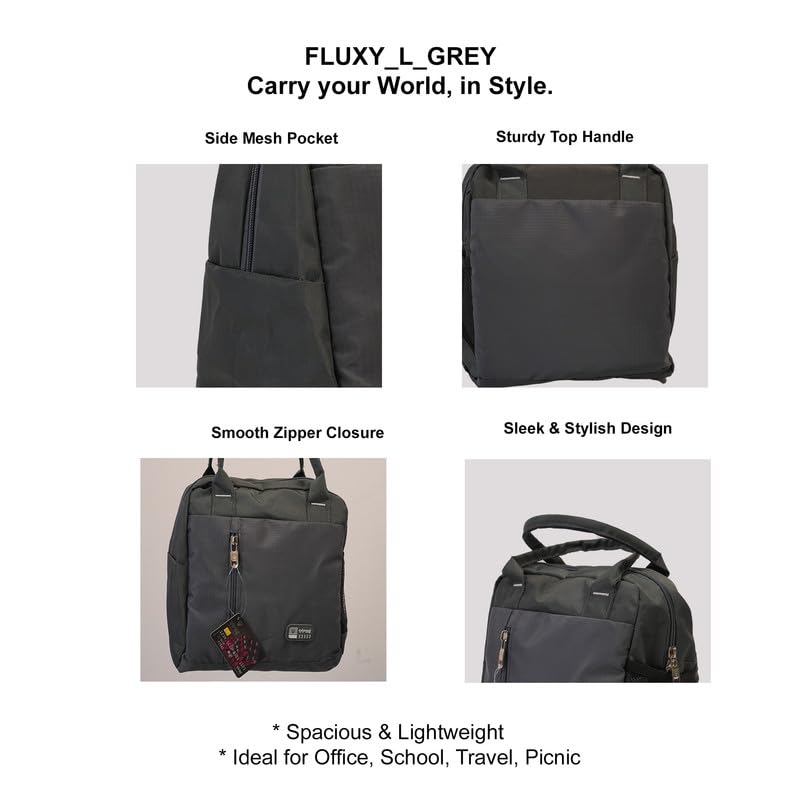 Image of FLUXY Office Lunch Bag for Men & Women | Waterproof & Leakproof Lunch Tote Bag | Reusable Tiffin Carry Bag for Office, School, College, Travel & Picnic | Spacious Portable Lunch Organizer (Grey)