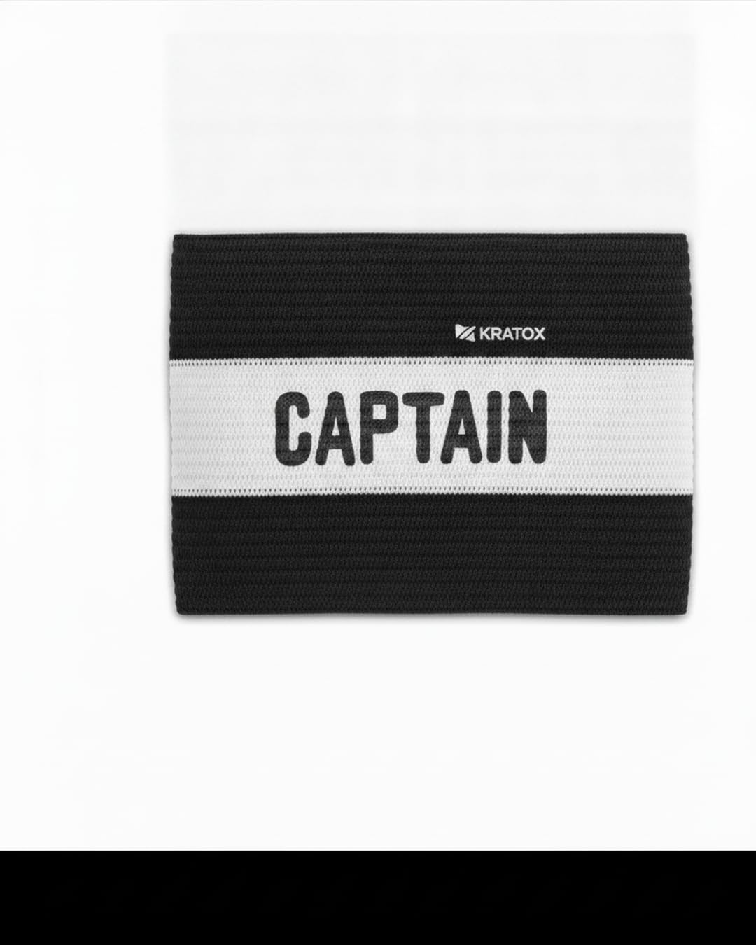 KRATOX Captain Armband, 3.5" Wide, Elastic Fit, 6 Colours (2, Black) | 90% Polyester Blend, Striped Design, Football & Rugby Use, One Size Fits Most, Bold Captain Text-image-14