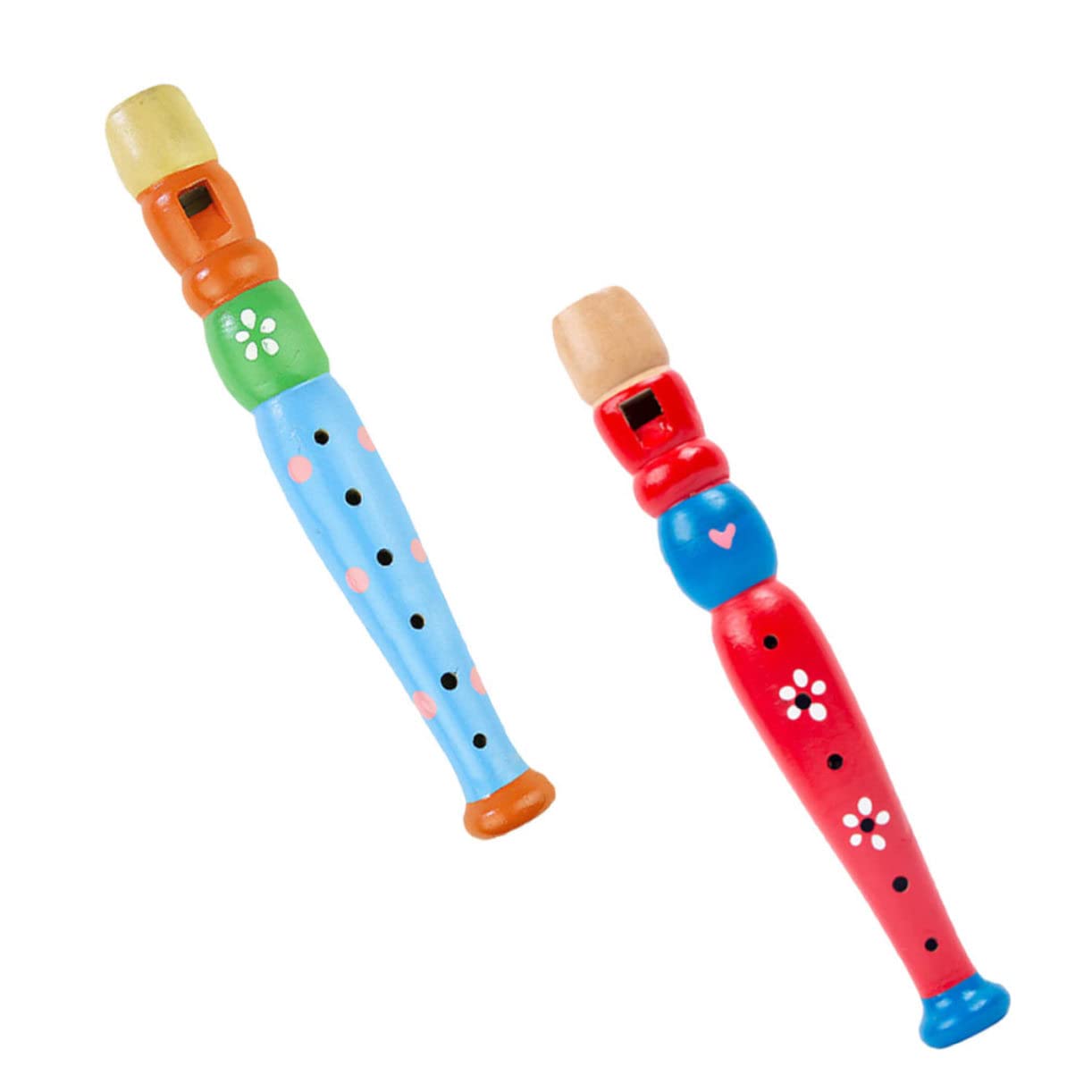 ERINGOGO 2Pcs Colorful Wooden Recorders for Safe Flute Education Piccolo Instruments for Boys Present for Young Musicians