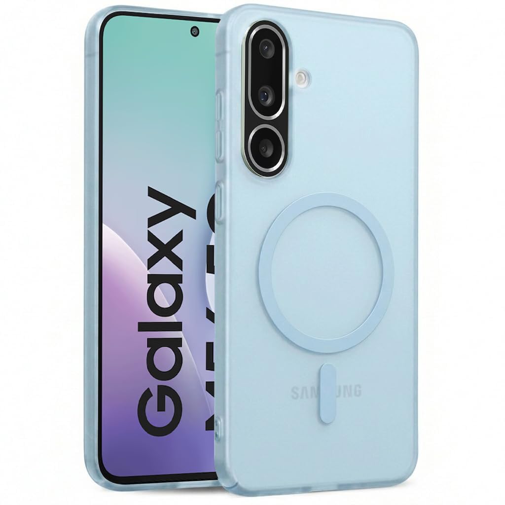 DIZORO® Matte Case for Samsung Galaxy M56 Compatible with MagSafe, Camera Lens Full Protection, Shockproof Translucent Frosted TPU Soft Phone Cover, Anti-Fingerprint (Sky)-image-18