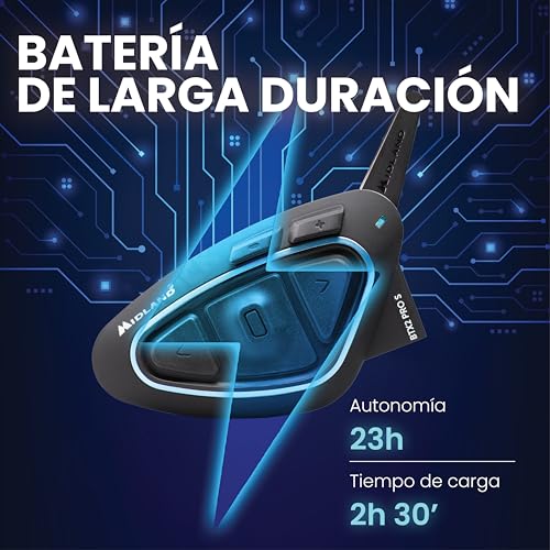 Midland - Intercomunicador Casco Moto BTX2 Pro S LR Twin, Auriculares Inalámbricos Bluetooth IPX6, Doble Procesador, 1,6Km, 4 Parejas, Batería 23H, Cancelación Ruido, Audio Hi-Fi, Accesorios Moto - imagen 6