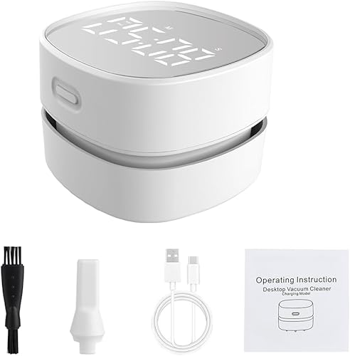 Miniatura 8 de ODISTAR Aspirador de mostrador, mini barredora de polvo de mesa con temporizador digital, resistencia de hasta 400 minutos, giratorio 360 para