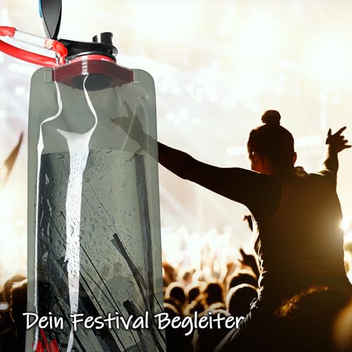 Ganzoo Trink-Tüte Festival mit Karabiner, 3 Stück, Trinkflasche 700 ml, faltbar, Wasser-Flasche 0,7 Liter, Behälte, Beutel, Trinkblase für Festival, Outdoor Camping Sport Flasche