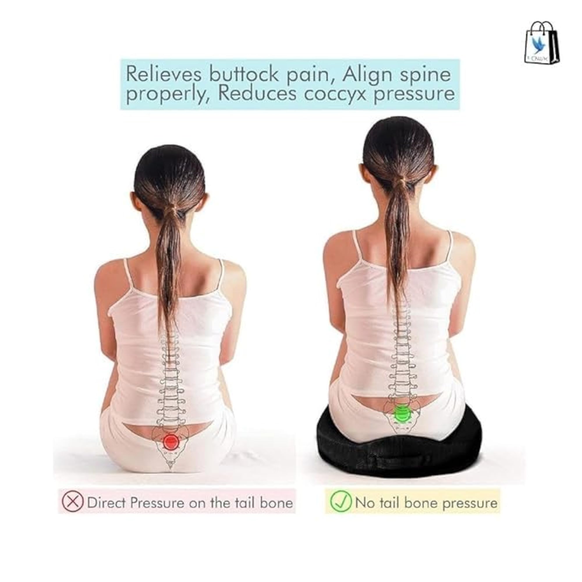 Orthopedic Back Tailbone Pain Relief Cushion