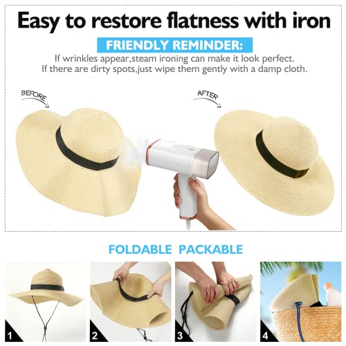 Sombrero de paja con ala ancha plegable para mujer miniatura 3