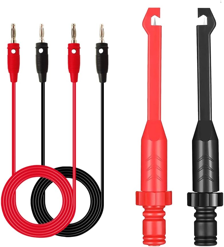 2PCS Multimeter Test Leads Set Electric Wire Piercing Probe Clip, Automotive Insulation Back Probes with 4mm Banana Plug Test Leads for for Diagnostic Electrical Testing