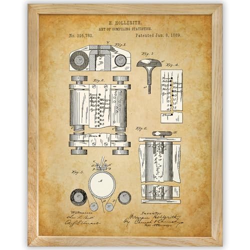 First Computer 1889 Patent - Classic Technology Art Poster, Art