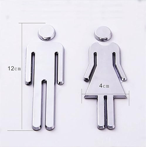 Miniatura 5 de 2 unids1 juego de señales de baño para hombre y mujer, adhesivo con respaldo de símbolo de inodoro, signo de puerta de inodoro para distinguir
