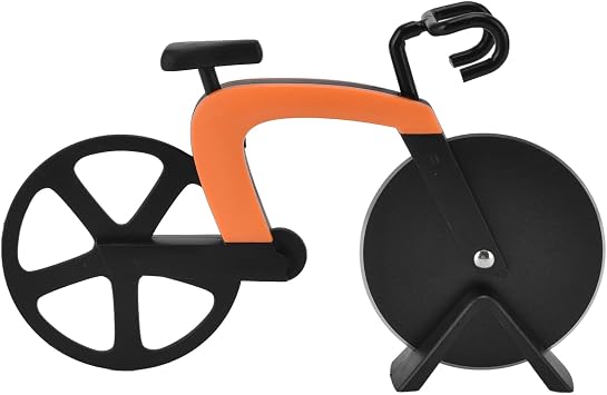 Bicycle Pizza Cutter - Stainless Steel Bicycle Shape Pizza Cutter, Funny Kitchen Gadget for Household, Kitchen, Restaurant, Housewarming Cutting Tool Gift Orange
