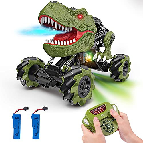 rolimate Remote Control Car, RC Car Powerful Off Road Remote Control Dinosaur Toys with Sprayer Monster Trucks for Boys Girls 4WD 2.4Ghz System Rechargeable Cars Toys 45Â°Drift (Green, 1:16)