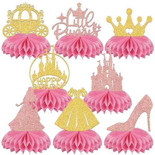 Princesse nid d'abeille et décorations de fête d'anniversaire or rose pour table