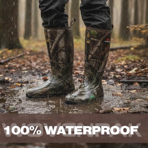 Image of WOVENPAK Rubber Boots for Women, Waterproof Rain Boots Women with Steel Shank, Insulated Hunting Boots, Neoprene Garden Mud Boots All Season for Hunting, Gardening, Farming, Size 6-11