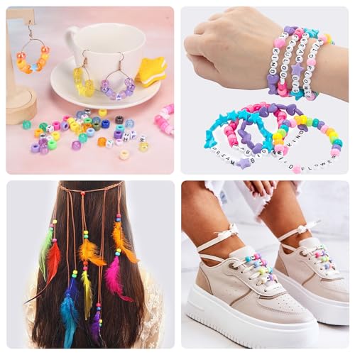 Quefe LOVES-PONY-BEADS-96-01 3250Pcs Pony Beads Set, Friendship Bracelet Kit thumb #4