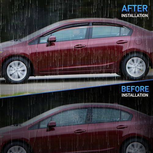 Image of Nilight Tape-On Rain Guards for Honda Civic 2012-2015, 4PCS